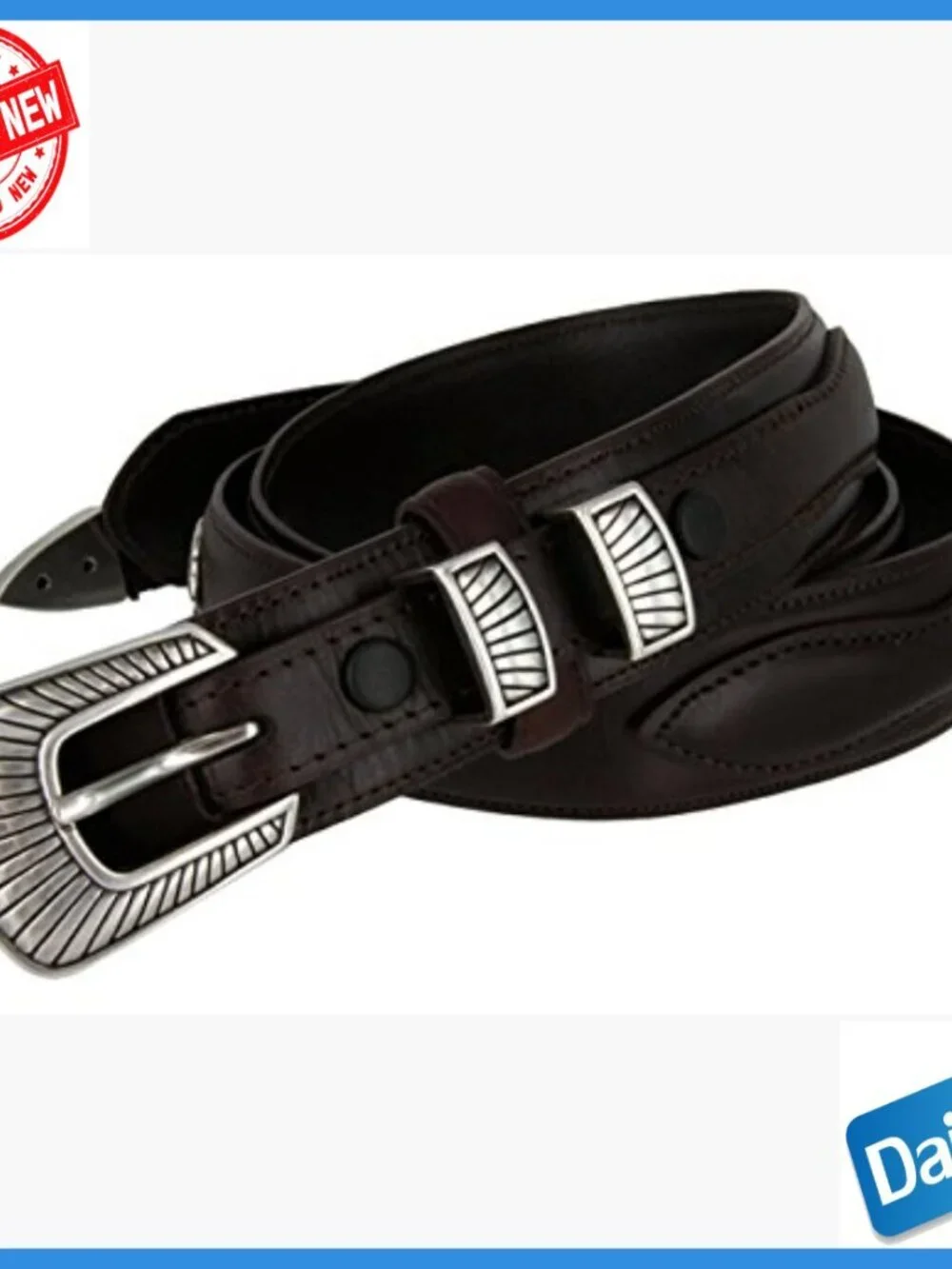 Men's Genuine Leather Western Belt with Poker Card Conchos Size 36